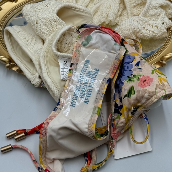 🆕 ZIMMERMANN 🧿 NWT Alight Frill Knit Scoop Bikini, Ivory Floral - SZ 2 US 6/8 - Picture 15 of 15